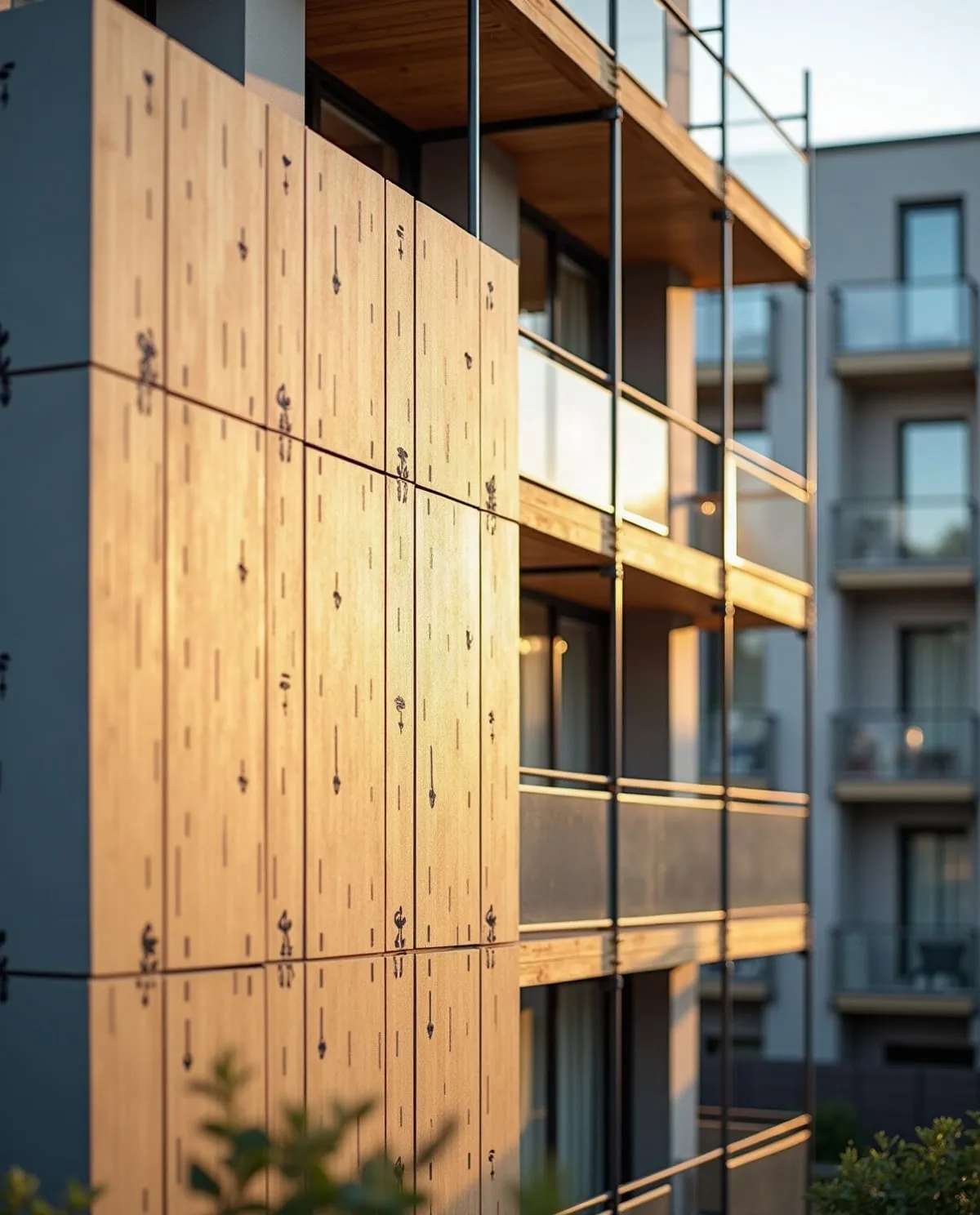 Isı yalıtım levhalarının yeni yapıştırıldığı apartman cephesi